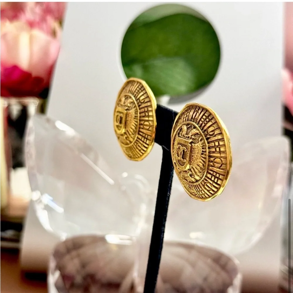 Vintage Chanel 24k Gold Earrings